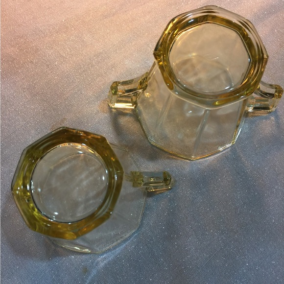 Vtg Heisey Yellow Sahara Glass Cream Sugar - Picture 7 of 7
